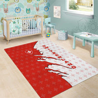 Switzerland Map Scratch Claw Swiss Flag Area Rug with Vertical Text - Wonder Print Shop