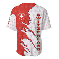 Switzerland Map Scratch Claw Swiss Flag Baseball Jersey with Vertical Text - Wonder Print Shop