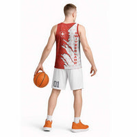 Switzerland Map Scratch Claw Swiss Flag Basketball Jersey with Vertical Text - Wonder Print Shop