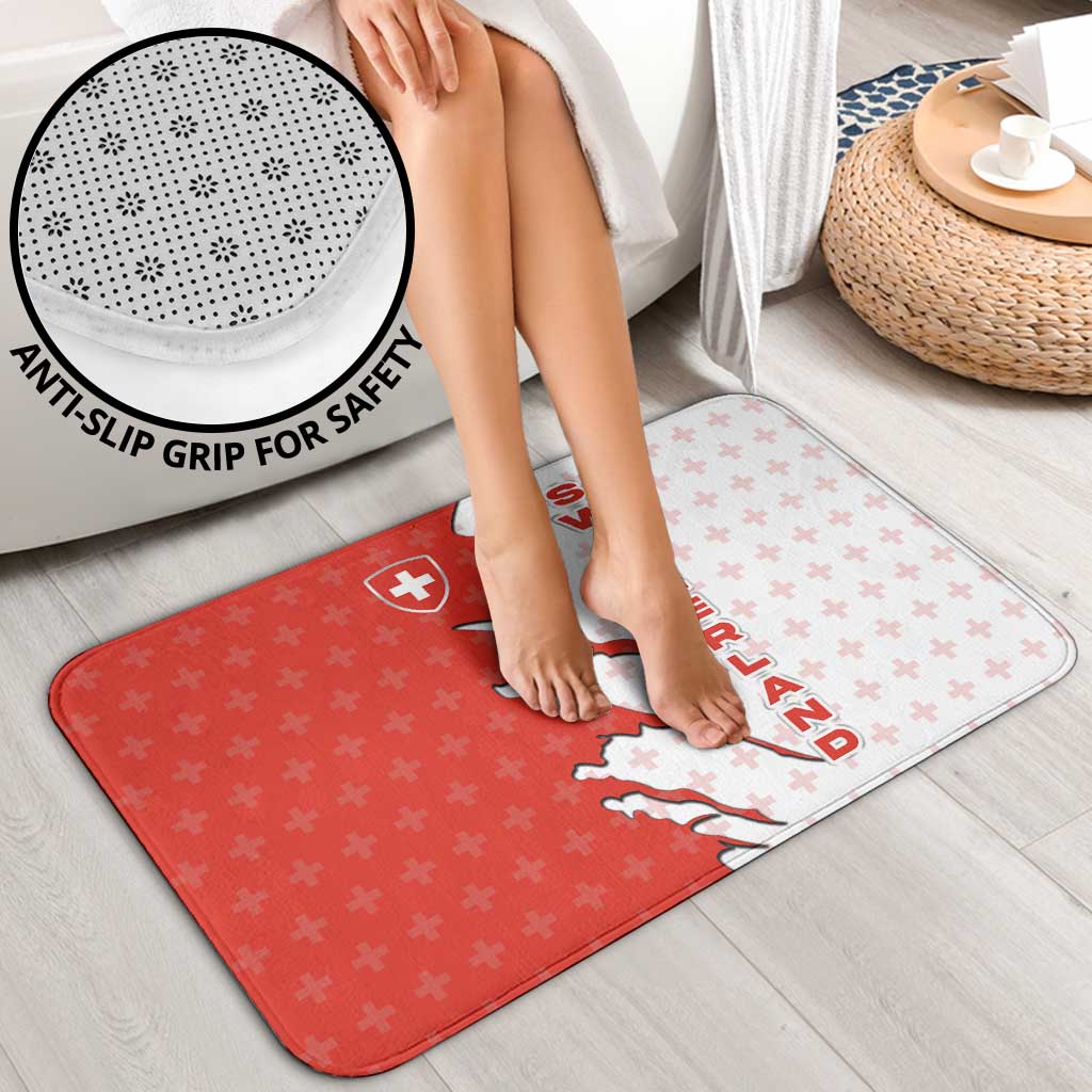 Switzerland Map Scratch Claw Swiss Flag Bathroom Set with Vertical Text - Wonder Print Shop
