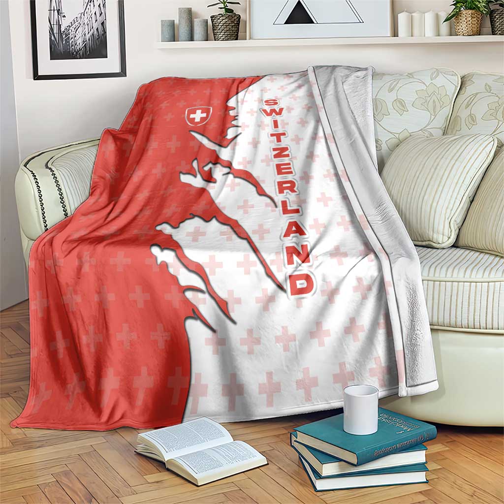 Switzerland Map Scratch Claw Swiss Flag Blanket with Vertical Text - Wonder Print Shop