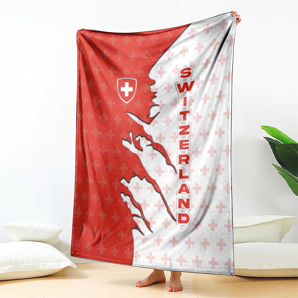 Switzerland Map Scratch Claw Swiss Flag Blanket with Vertical Text - Wonder Print Shop