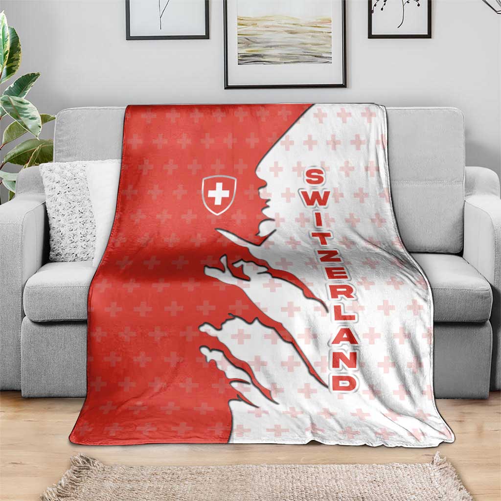 Switzerland Map Scratch Claw Swiss Flag Blanket with Vertical Text - Wonder Print Shop