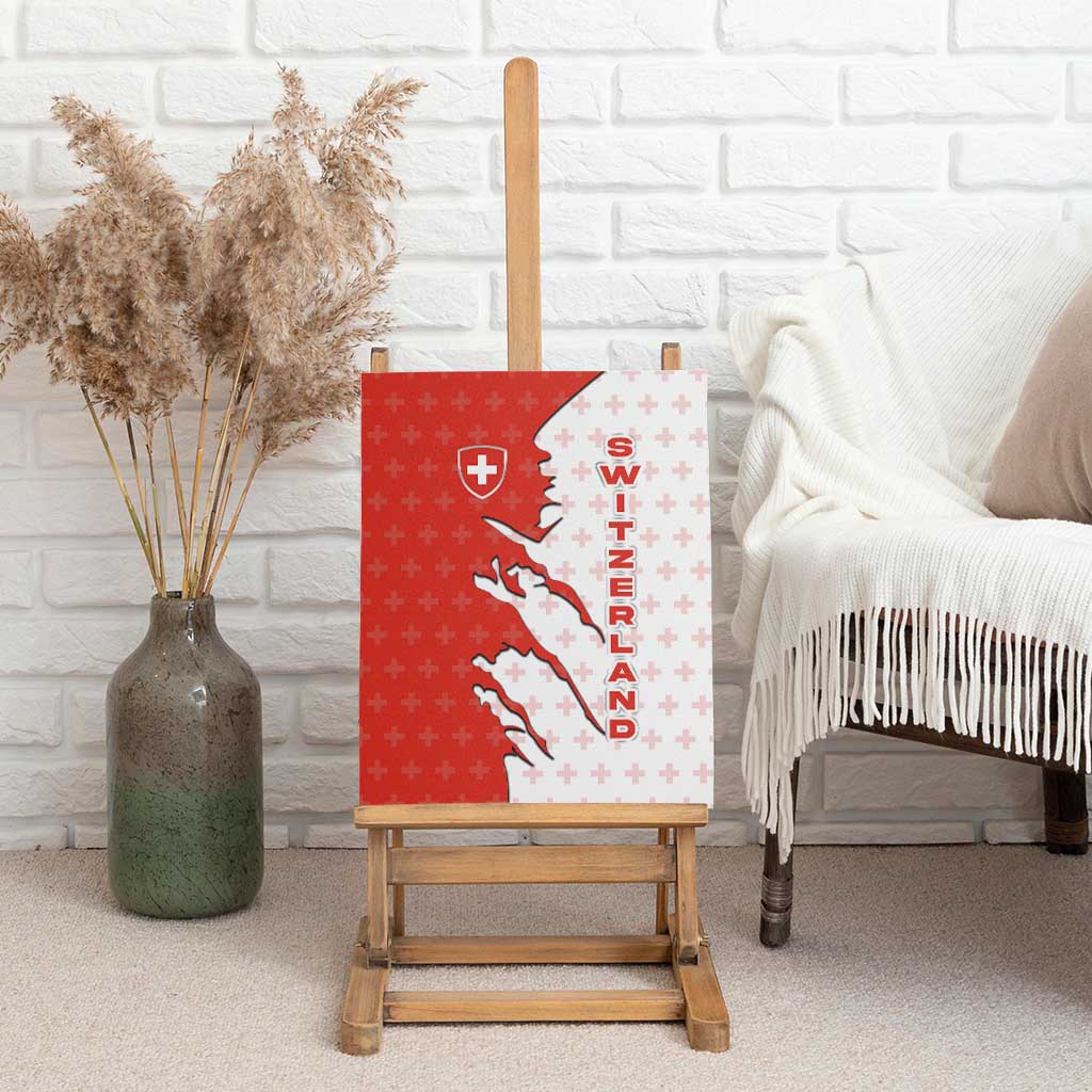 Switzerland Map Scratch Claw Swiss Flag Canvas Wall Art with Vertical Text - Wonder Print Shop