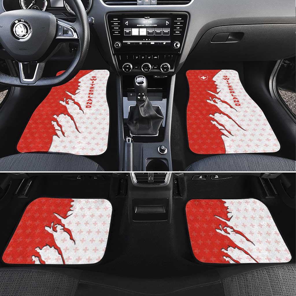 Switzerland Map Scratch Claw Swiss Flag Car Mats with Vertical Text - Wonder Print Shop