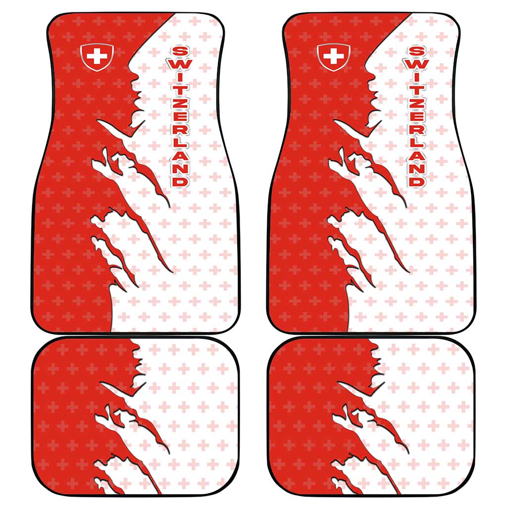 Switzerland Map Scratch Claw Swiss Flag Car Mats with Vertical Text - Wonder Print Shop