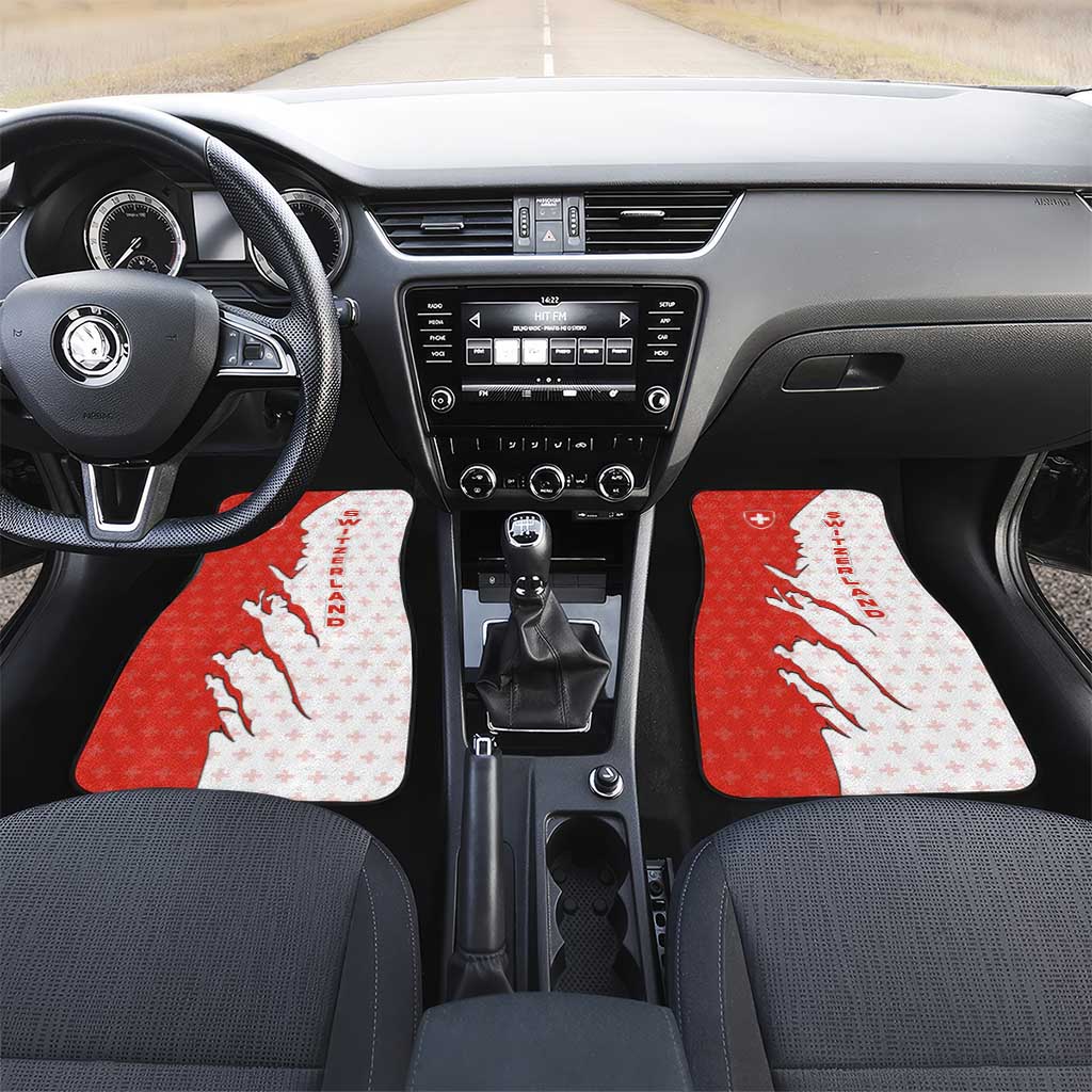 Switzerland Map Scratch Claw Swiss Flag Car Mats with Vertical Text - Wonder Print Shop