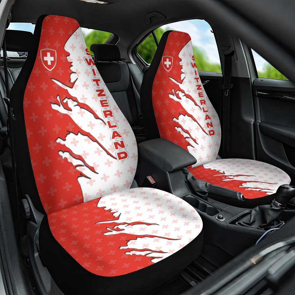 Switzerland Map Scratch Claw Swiss Flag Car Seat Cover with Vertical Text - Wonder Print Shop