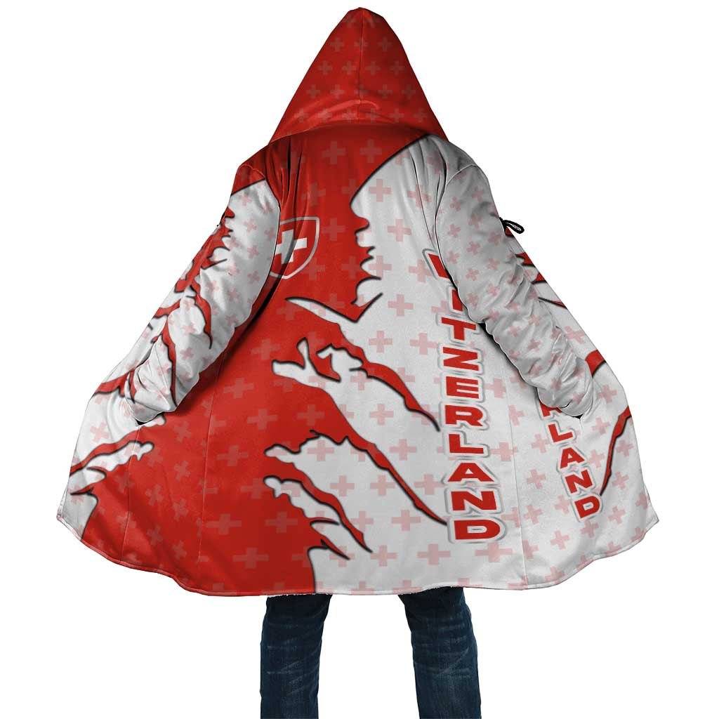 Switzerland Map Scratch Claw Swiss Flag Cloak with Vertical Text - Wonder Print Shop