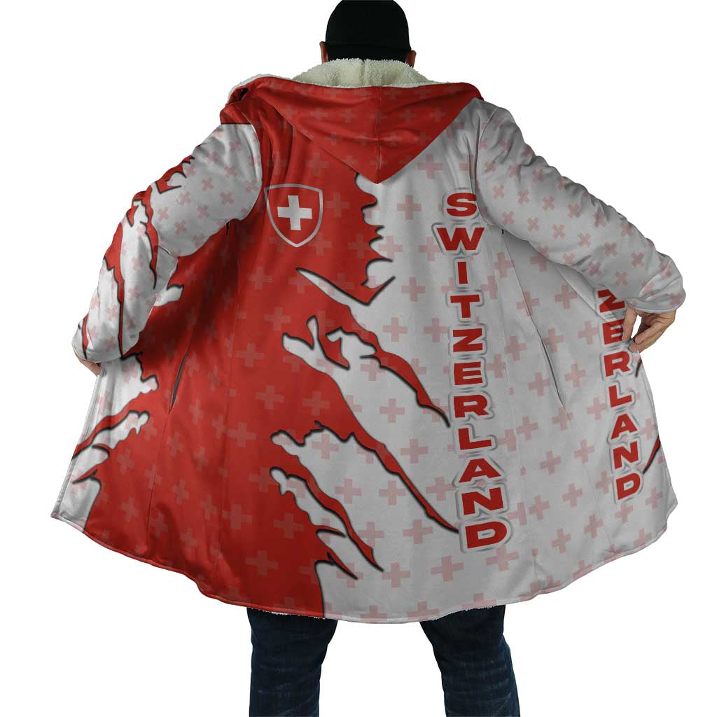 Switzerland Map Scratch Claw Swiss Flag Cloak with Vertical Text - Wonder Print Shop
