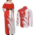 Switzerland Map Scratch Claw Swiss Flag Couples Matching Off Shoulder Maxi Dress and Long Sleeve Button Shirt with Vertical Text - Wonder Print Shop