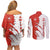 Switzerland Map Scratch Claw Swiss Flag Couples Matching Off Shoulder Short Dress and Long Sleeve Button Shirt with Vertical Text - Wonder Print Shop