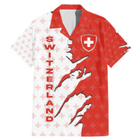Switzerland Map Scratch Claw Swiss Flag Family Matching Mermaid Dress and Hawaiian Shirt with Vertical Text - Wonder Print Shop