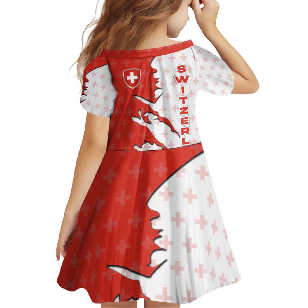 Switzerland Map Scratch Claw Swiss Flag Family Matching Short Sleeve Bodycon Dress and Hawaiian Shirt with Vertical Text - Wonder Print Shop