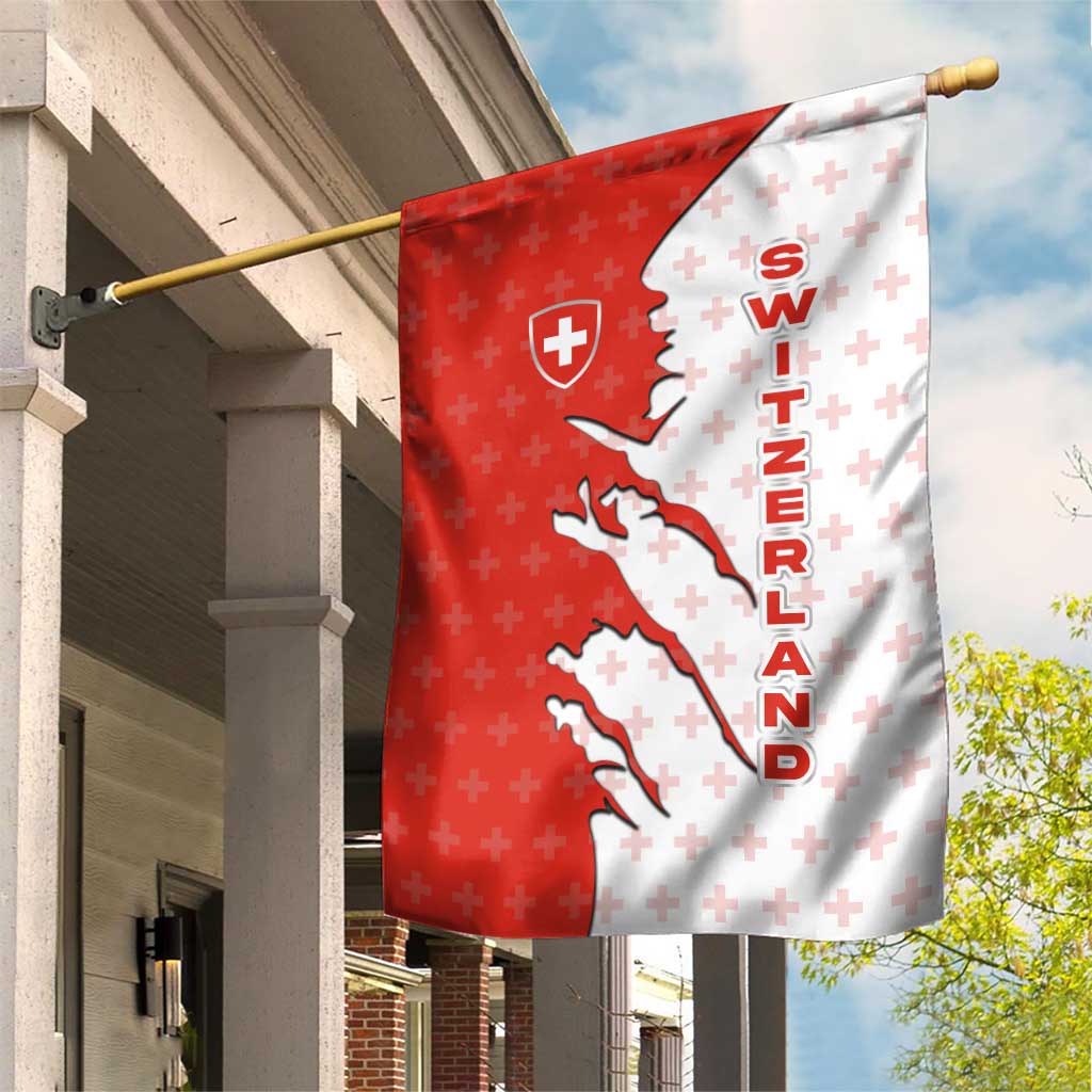 Switzerland Map Scratch Claw Swiss Flag Garden Flag with Vertical Text - Wonder Print Shop