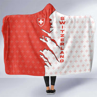 Switzerland Map Scratch Claw Swiss Flag Hooded Blanket with Vertical Text - Wonder Print Shop
