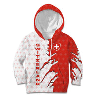 Switzerland Map Scratch Claw Swiss Flag Kid Hoodie with Vertical Text - Wonder Print Shop