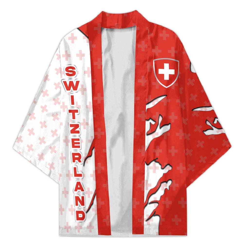 Switzerland Map Scratch Claw Swiss Flag Kimono with Vertical Text - Wonder Print Shop