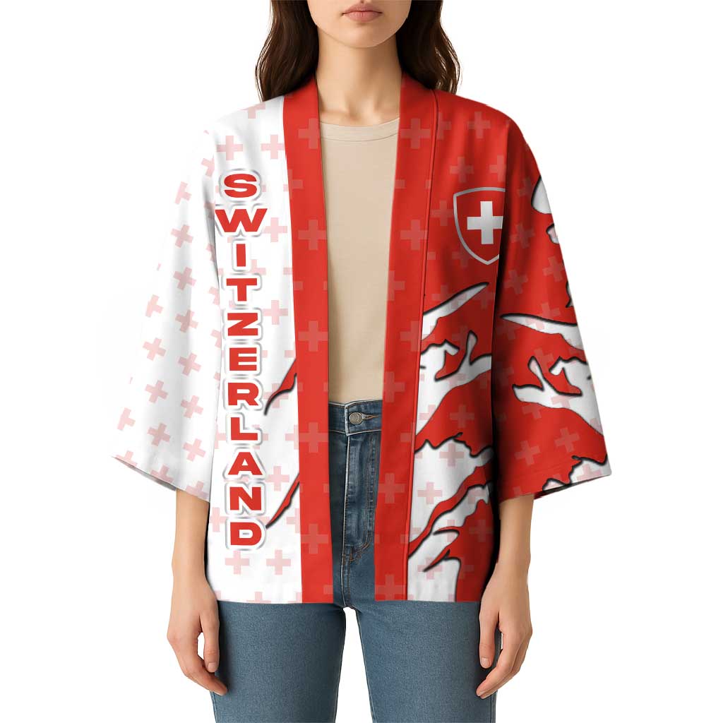 Switzerland Map Scratch Claw Swiss Flag Kimono with Vertical Text - Wonder Print Shop