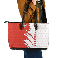 Switzerland Map Scratch Claw Swiss Flag Leather Tote Bag with Vertical Text - Wonder Print Shop