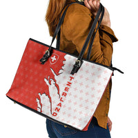 Switzerland Map Scratch Claw Swiss Flag Leather Tote Bag with Vertical Text - Wonder Print Shop