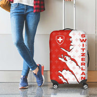 Switzerland Map Scratch Claw Swiss Flag Luggage Cover with Vertical Text - Wonder Print Shop