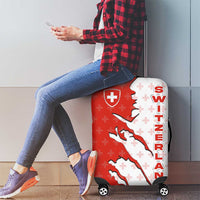 Switzerland Map Scratch Claw Swiss Flag Luggage Cover with Vertical Text - Wonder Print Shop