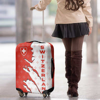 Switzerland Map Scratch Claw Swiss Flag Luggage Cover with Vertical Text - Wonder Print Shop