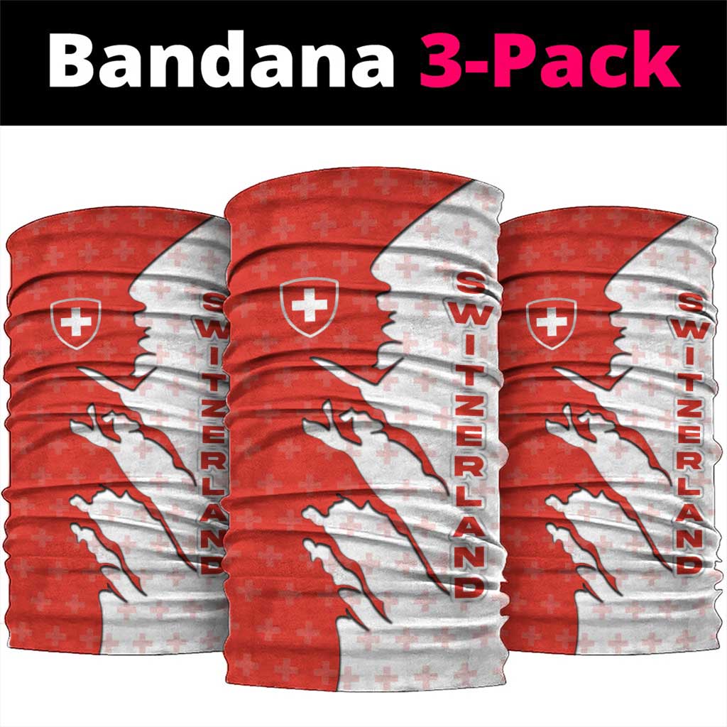 Switzerland Map Scratch Claw Swiss Flag Neck Gaiter with Vertical Text TS04