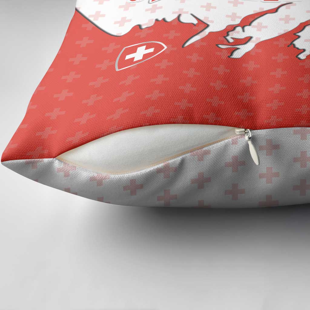 Switzerland Map Scratch Claw Swiss Flag Pillow Cover with Vertical Text - Wonder Print Shop