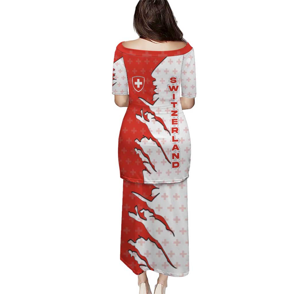 Switzerland Map Scratch Claw Swiss Flag Puletasi with Vertical Text - Wonder Print Shop