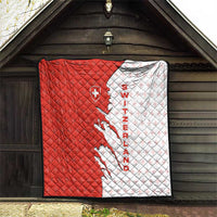 Switzerland Map Scratch Claw Swiss Flag Quilt with Vertical Text - Wonder Print Shop