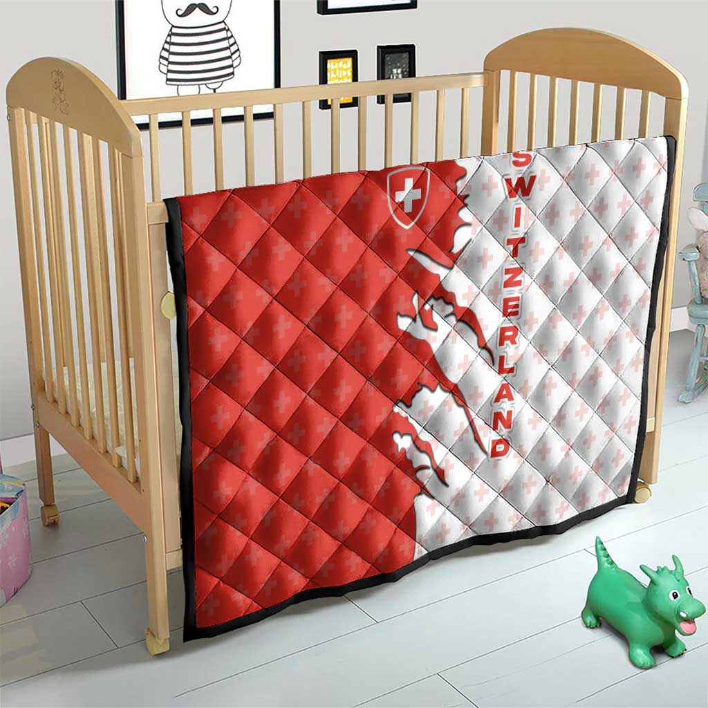 Switzerland Map Scratch Claw Swiss Flag Quilt with Vertical Text - Wonder Print Shop