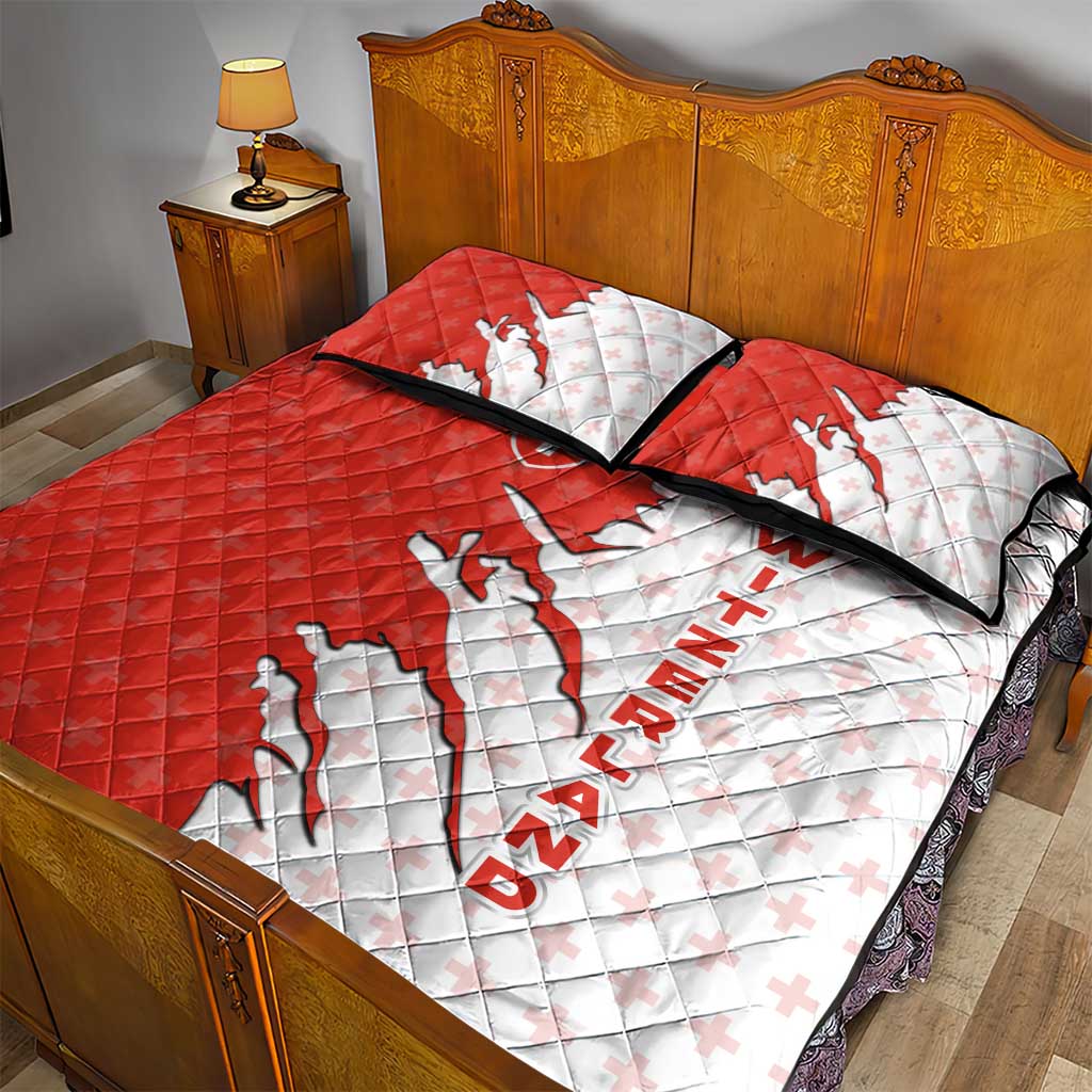 Switzerland Map Scratch Claw Swiss Flag Quilt Bed Set with Vertical Text - Wonder Print Shop