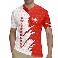 Switzerland Map Scratch Claw Swiss Flag Rugby Jersey with Vertical Text - Wonder Print Shop