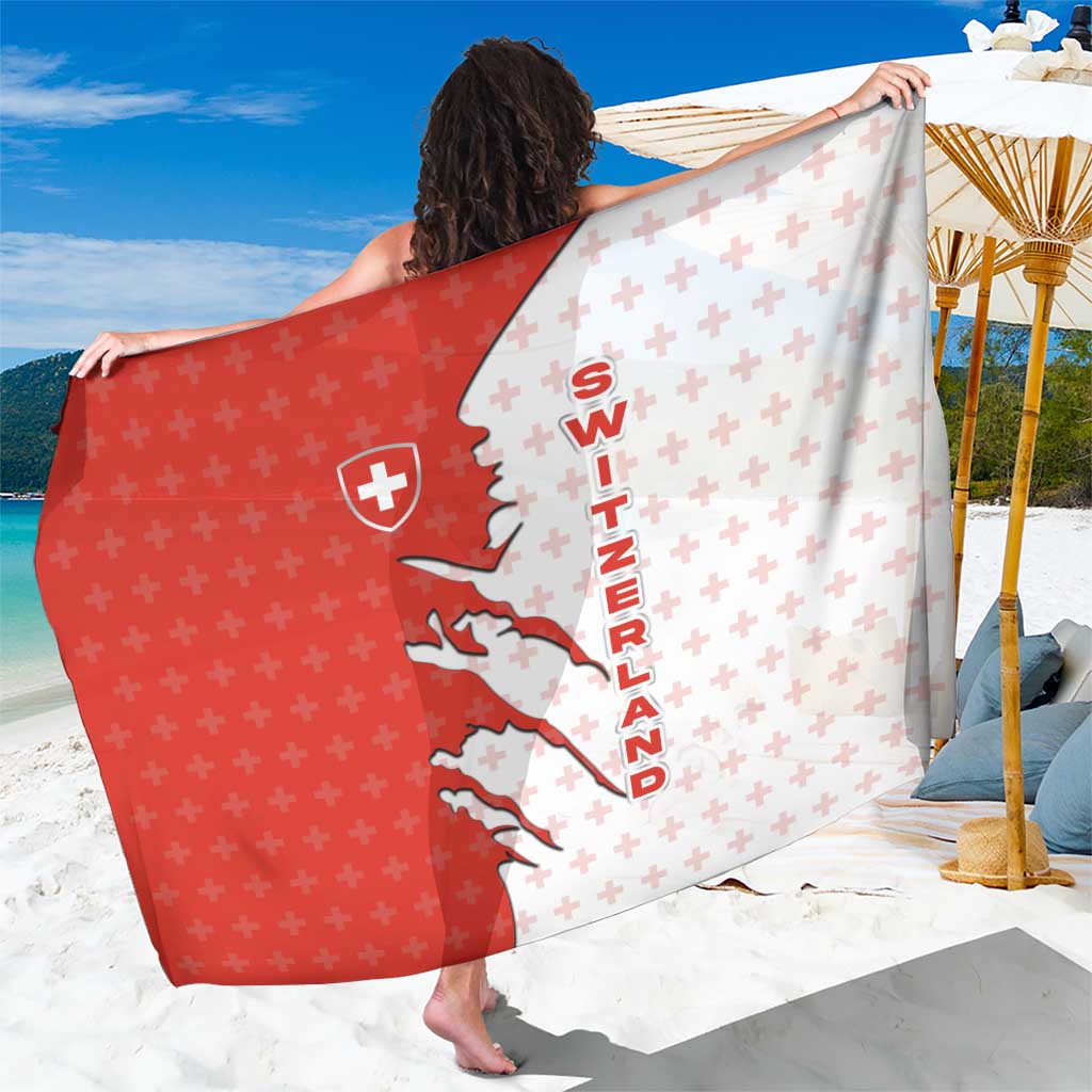 Switzerland Map Scratch Claw Swiss Flag Sarong with Vertical Text - Wonder Print Shop