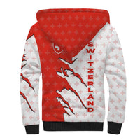 Switzerland Map Scratch Claw Swiss Flag Sherpa Hoodie with Vertical Text - Wonder Print Shop