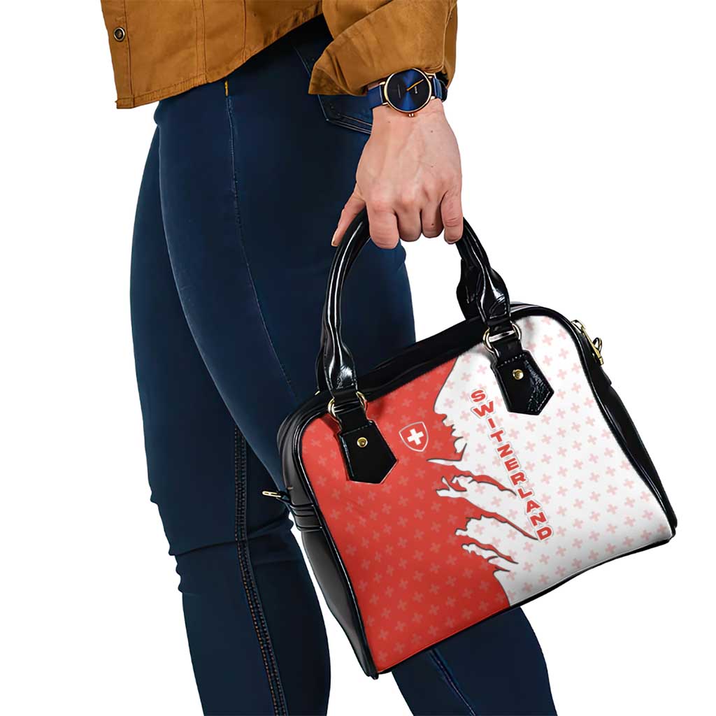 Switzerland Map Scratch Claw Swiss Flag Shoulder Handbag with Vertical Text - Wonder Print Shop