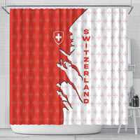 Switzerland Map Scratch Claw Swiss Flag Shower Curtain with Vertical Text - Wonder Print Shop