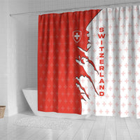 Switzerland Map Scratch Claw Swiss Flag Shower Curtain with Vertical Text - Wonder Print Shop