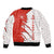 Switzerland Map Scratch Claw Swiss Flag Sleeve Zip Bomber Jacket with Vertical Text - Wonder Print Shop