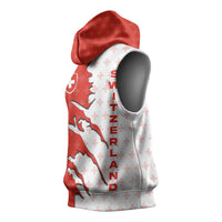 Switzerland Map Scratch Claw Swiss Flag Sleeveless Hoodie with Vertical Text - Wonder Print Shop