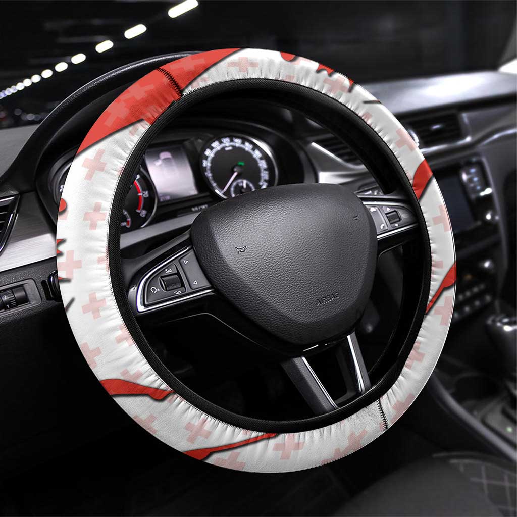 Switzerland Map Scratch Claw Swiss Flag Steering Wheel Cover with Vertical Text - Wonder Print Shop