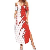 Switzerland Map Scratch Claw Swiss Flag Summer Maxi Dress with Vertical Text - Wonder Print Shop