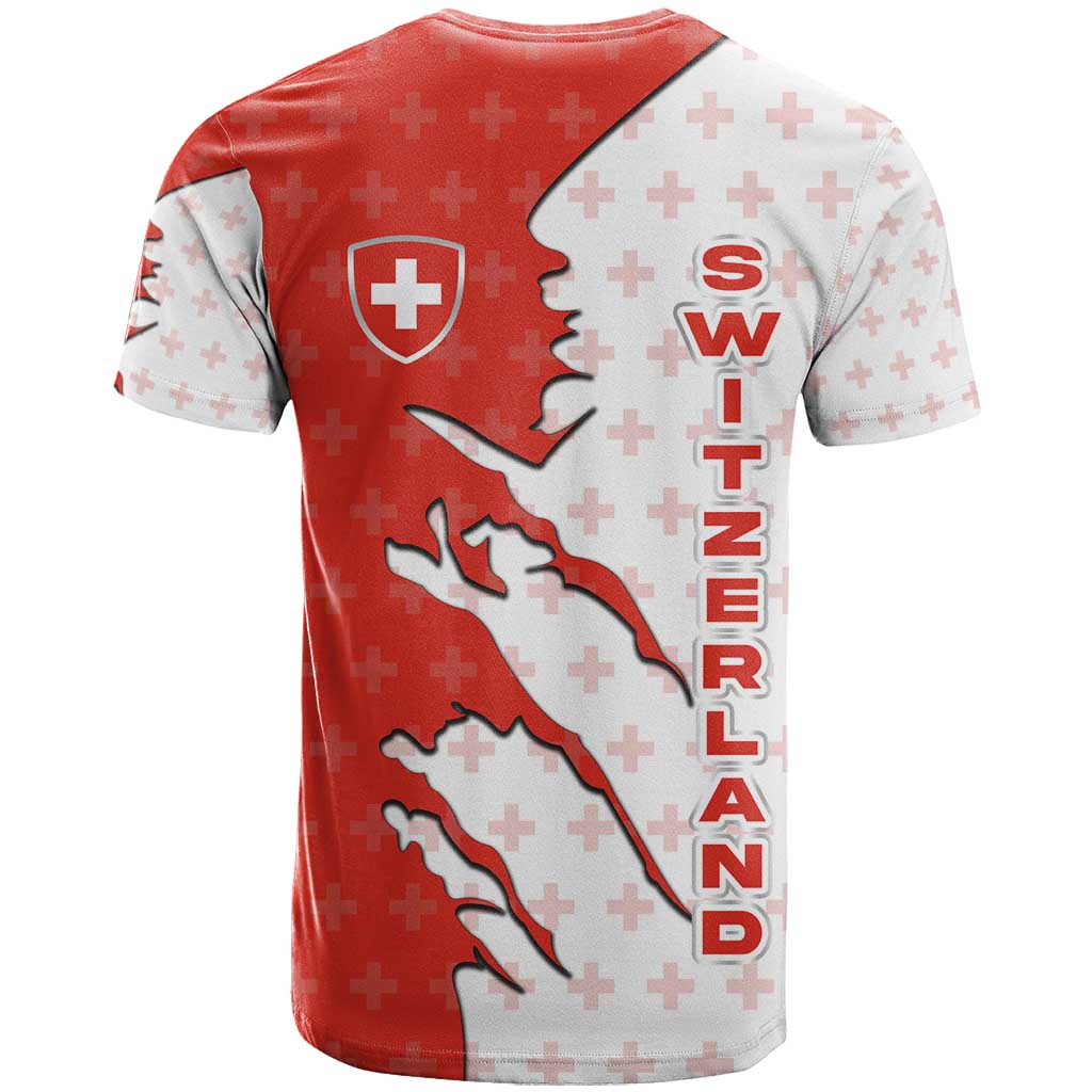Switzerland Map Scratch Claw Swiss Flag T Shirt with Vertical Text - Wonder Print Shop