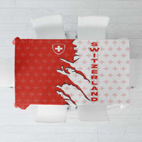 Switzerland Map Scratch Claw Swiss Flag Tablecloth with Vertical Text - Wonder Print Shop