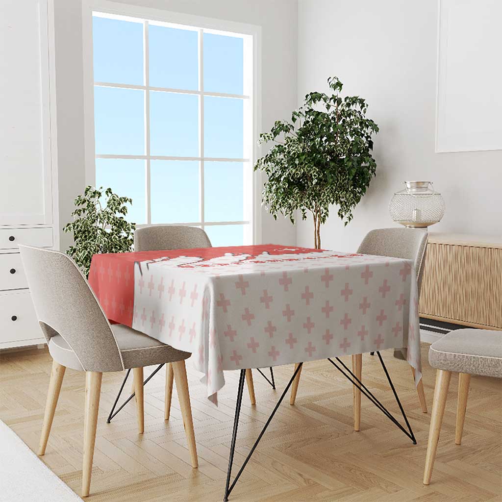 Switzerland Map Scratch Claw Swiss Flag Tablecloth with Vertical Text - Wonder Print Shop