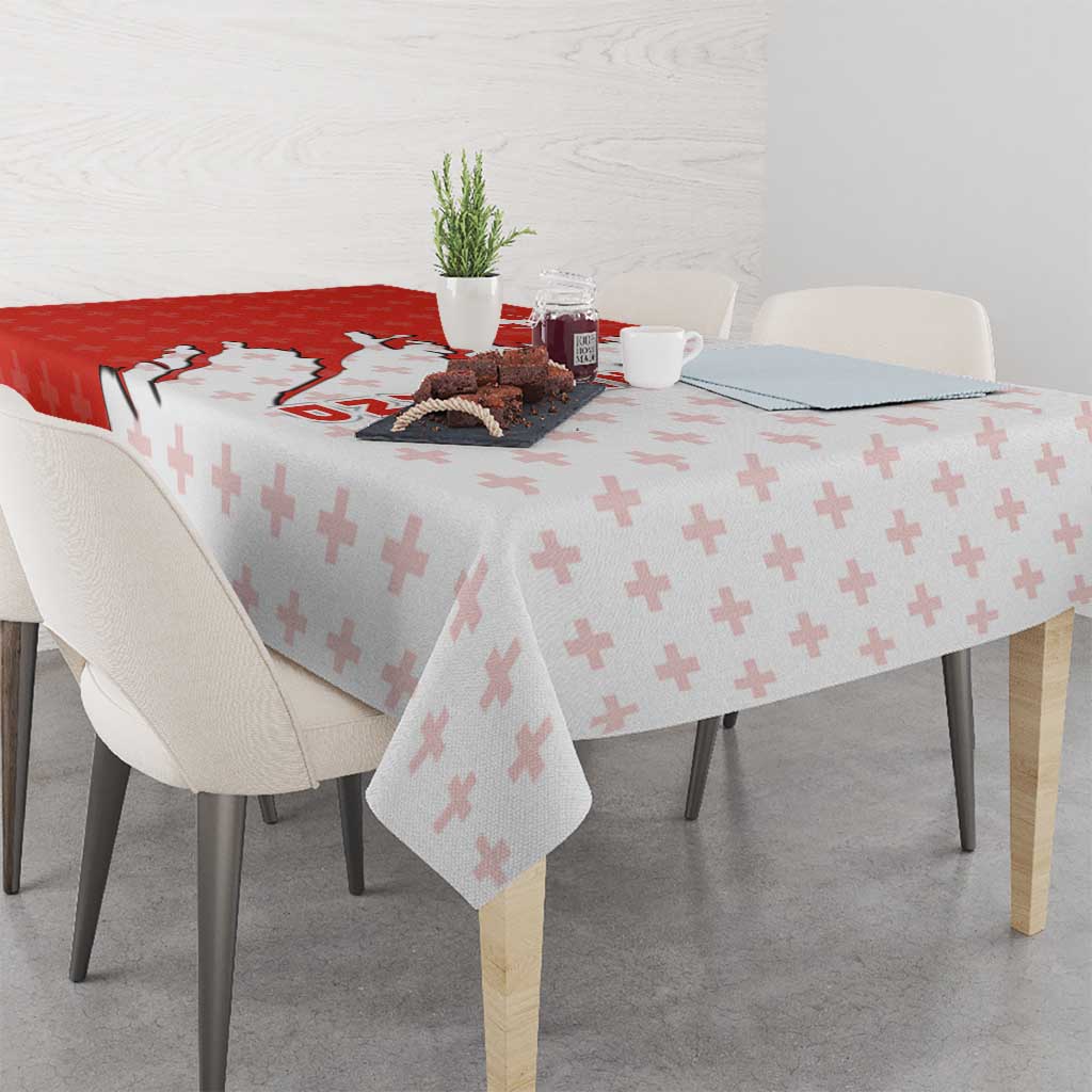Switzerland Map Scratch Claw Swiss Flag Tablecloth with Vertical Text - Wonder Print Shop