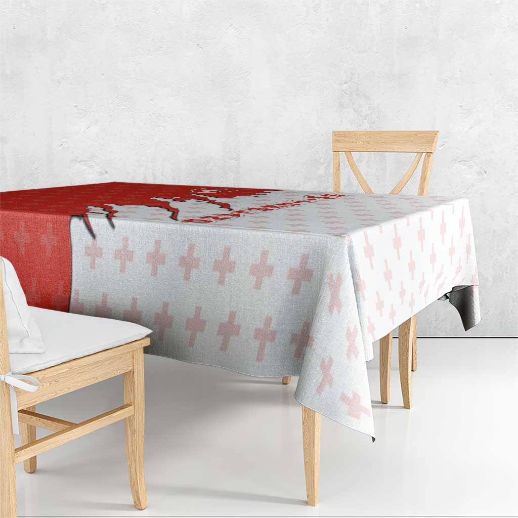 Switzerland Map Scratch Claw Swiss Flag Tablecloth with Vertical Text - Wonder Print Shop
