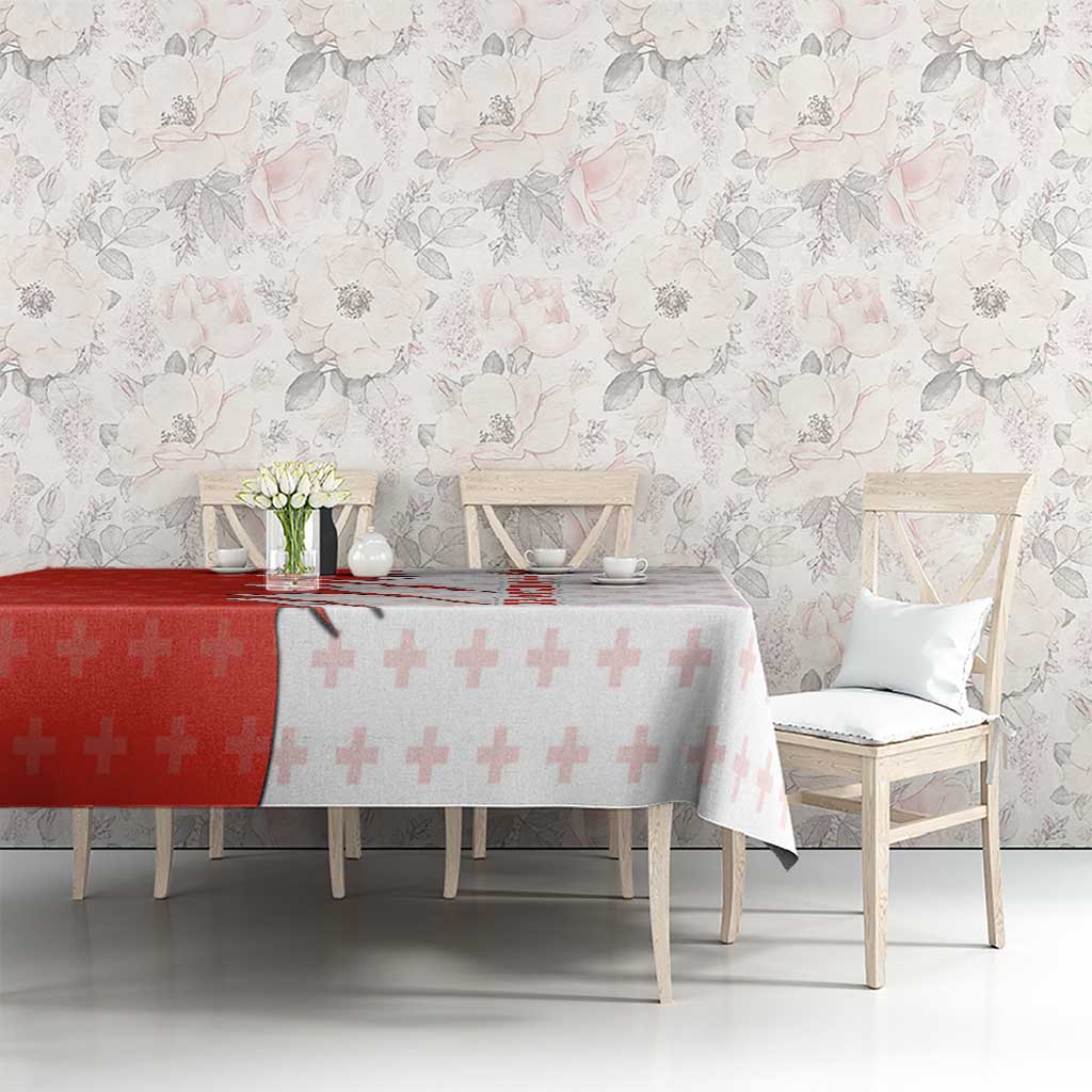 Switzerland Map Scratch Claw Swiss Flag Tablecloth with Vertical Text - Wonder Print Shop